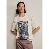 Desigual Beyaz Erkek Yazı Baskılı T-Shirt 26SMTK18 Ts_patch Gau