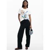 Desigual Beyaz Kadın Standart Fit Çiçek Desenli T-Shirt 26SWTK38