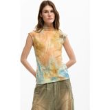 Desigual Çok Renkli Kadın Standart Batik Desenli T-Shirt 26SWTK15 - Kahve