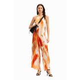Desigual Kadın Soyut Halter Tulum Turuncu, Turuncu, M