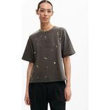 Desigual Koyu Gri Bisiklet Yaka Kadın Standart Fit T-Shirt 26SWTK09 - Siyah - M