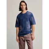 Desigual Mavi Erkek Kareli T-Shirt 26SMTF02 Ts_ındıgo Washed