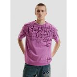 Desigual Mor Erkek Yazı Baskılı T-Shirt 26SMTK01 Ts_letterıng - Kırmızı