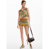 Desigual Sarı Deniz Temalı Şort, M, 5003368484, Hardal, Kadın
