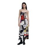 Desigual U Yaka Desenli Çok Renkli Uzun Kadın Elbise 25SWVK40