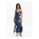 Desigual V Yaka Desenli Çok Renkli Uzun Kadın Elbise 25SWVK16