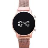 Desingshop Çelik Dijital LED Kadın Kol Saati, Rose Gold Hasır Kordon, Yeni Model, Oval Ekran