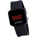 Desingshop Digital LED Kare Ekranlı Unisex Kol Saati, Mat Siyah Gövde, Siyah Silikon Kordon, Dijital Saat Göstergesi