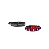 DESİNGSHOP Hakiki Deri Nazar Boncuklu Köpek Tasması 56x2,5cm Ve Hakiki Deri Köpek Tasması 4x67cm 2li Set dsg2673gt