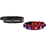 Desingshop Hakiki Deri Nazar Boncuklu Köpek Tasması 56X2,5CM ve Hakiki Deri Köpek Tasması 4X67CM 2li Set