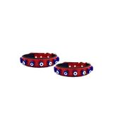 DESİNGSHOP Hakiki Deri Nazar Boncuklu Köpek Tasması Kırımızı 56cm X 2,5cm 2 Adet dsg213c23