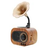 Desingshop Nostaljik Gramofon Tasarımlı Bluetooth Hoparlör, Ahşap Kaplama, Dekoratif Horn Şekilli, Retro Tarz
