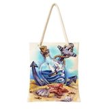 Desio Çanta Deniz Temalı Şişe Tasarımlı Tote Bag Omuz Çantası