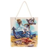Desio Tote Çanta Kumaş Çanta Plaj Çantası Büyük Kadın Omuz Çantası Estetik Baskılı Kumaş Çanta Hediyesi Kadına Özel Jüt Görünümlü Alışveriş Üniversite İş Okul XL Boy Denizci Çapası ve Şişe Baskı