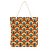 Desio Tote Çanta Kumaş Çanta Plaj Çantası Büyük Kadın Omuz Çantası Estetik Baskılı Kumaş Çanta Hediyesi Kadına Özel Jüt Görünümlü Alışveriş Üniversite İş Okul XL Boy Retro Renkli Geometrik Desen