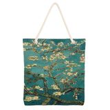 Desio Tote Çanta Kumaş Çanta Plaj Çantası Büyük Kadın Omuz Çantası Estetik Baskılı Kumaş Çanta Hediyesi Kadına Özel Jüt Görünümlü Alışveriş Üniversite İş Okul XL Boy Van Gogh Badem Çiçeği