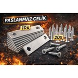 DESIPHON 10 Ad. Düz Gönye Bağlantı Demiri 15X50 mm 20 Ad Vida - Eşya Dolap Sabitleme Köşe Birleştirme Aparatı