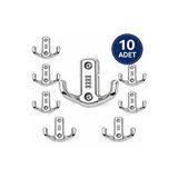 DESIPHON 10 Adet Çiftli Krom Metal Duvar Askısı Portmanto Vestiyer Elbise Askılığı Gri