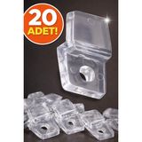 DESIPHON 20 Ad. Şeffaf Plastik Ayna Tırnağı Cam Tutucu Duvara Ayna Sabitleme Aparatı Vida Dahil