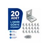 DESIPHON 20 Adet L Demir Gönye Köşebent 15X15X16 mm + Vida Seti | Bağlantı Aparatı
