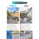 DESIPHON 304 Paslanmaz Çelik Gerdirme Mapası Seti, M6, Kanca ve Mapalı Turnbuckle, Ayarlanabilir, Gümüş, 4 Adet