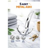 Desıphon 5 Adet Noktalı Metal Askı Parlak Krom Portmanto Askılık Vestiyer Dolap Elbise Askısı Çift Kancalı