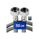 DESIPHON 50 Cm Paslanmaz Çelik Örgülü Flex Hortum – 3/8"x3/8" Klozet & Taharet Musluğu Bağlantı Hortumu