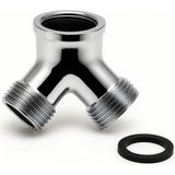 DESIPHON Çamaşır Makinesi Musluğu İçin Y Çatal Bağlantı Aparatı Metal + Conta 3/4” Girişli Su Dağıtıcı