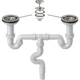 DESIPHON Çöpmak Çiftli Lavabo Sifonu 11 cm – Koku Önleyici, Dayanıklı Banyo ve Mutfak Gider Boru Bağlantı Seti