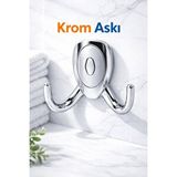 DESIPHON Krom Askı Çiftli Metal Vestiyer Askısı Duvar Askılığı Elbise Mont Çanta Askısı Parlak Krom Gümüş