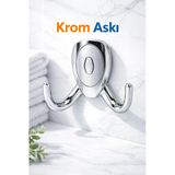 Desıphon Krom Askı Çiftli Metal Vestiyer Askısı Duvar Askılığı Elbise Mont Çanta Askısı Parlak Krom