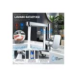 Desıphon Krom Lavabo Bataryası 360° Döner Gövde Seramik Kartuşlu Tek Kumandalı Şık Tasarım