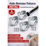 DESIPHON Krom Oval Boru Askı Flanşı Gardırop Dolap Içi Askılık Boru Aparatı Mobilya Uyumlu 4 Adet Set