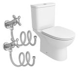 DESIPHON Taharet Musluğu Seti, 2 Adet Musluk ve 2x70 cm Paslanmaz Çelik Flex Hortum, Krom Kaplama, Modern Tasarım