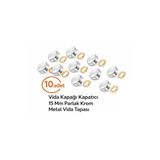 Desıphon Vida Kapağı Kapatıcı 15 Mm 10 Adet - Parlak Krom Vida Tapası