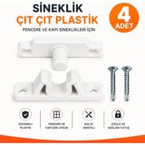 DESIPHON Vidalı 4 Adet Pimapen Pvc Pencere Kapı Sineklik Çıt Çıt Plastik Tutucu Aparat Beyaz Pratik Kapama Kilidi