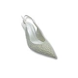 Desire 5012-26 Simli Saten İnci Taşlı İnce Topuk Kadın Stiletto 8,5Cm
