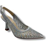 Desire Shoes Desire 467-26 Saten Simli Taşlı Ince Topuk Kadın Abiye Ayakkabı - Gümüş
