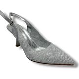 Desire Shoes Desire 471-26 Siimli Saten Ince Topuk Kadın Stiletto - Gümüş