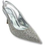 Desire Shoes Desire 5011-26 Taşlı Mozaik Desenli Ince Topuk Kadın Stiletto 8,5cm - Gümüş