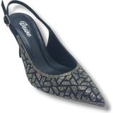 Desire Shoes Desire 5011-26 Taşlı Mozaik Desenli Ince Topuk Kadın Stiletto 8,5cm - Siyah