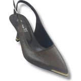 Desire Shoes Desire 550-26 Baskılı Parlak Nubuk Taşlı Ince Topuk Kadın Stiletto (8cm) - Kahverengi