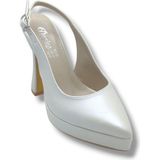 Desire Shoes Desire 8702-26 Sedefli Deri Platform Topuk Kadın Ayakkabı (11,5cm) - Krem