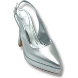 Desire Shoes Desire 8702-26 Simli Deri Platform Topuk Kadın Ayakkabı (11,5cm) - Gümüş