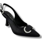 Desire Shose Desire 452-26 Çizgili Saten Taşlı Tokalı İnce Topuk Kadın Stiletto 8,5cm