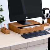 Desna Tek Katlı Tek Çekmeceli Dolap & Monitör Standı - Kiraz | 45 cm x 25 cm x 9.6 cm | Woodsaka