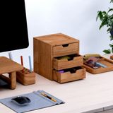 Desna Üç Katlı Üç Çekmeceli Dolap & Masaüstü Düzenleyici - Kiraz | 18 cm x 19 cm x 20 cm | Woodsaka