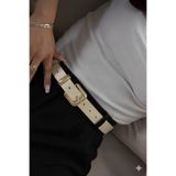Desre Moda Krem Gold Tokalı Pantolon Kemeri Elbise Kemeri Gömlek Kemeri Ceket Kemeri Kadın Kemer
