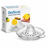 DESTALYA Cam Limon Sıkacağı | Portakal ve Narenciye Sıkacağı | Manuel, Şeffaf Cam, Kolay Temizlenir | Kulplu Taze Meyve Suyu Sıkacağı