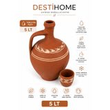 DestiHome Doğal El Yapımı Terleyen Su Testisi 5 Lt(Bardak Hediyeli)